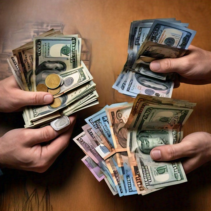 hands holding different money notes